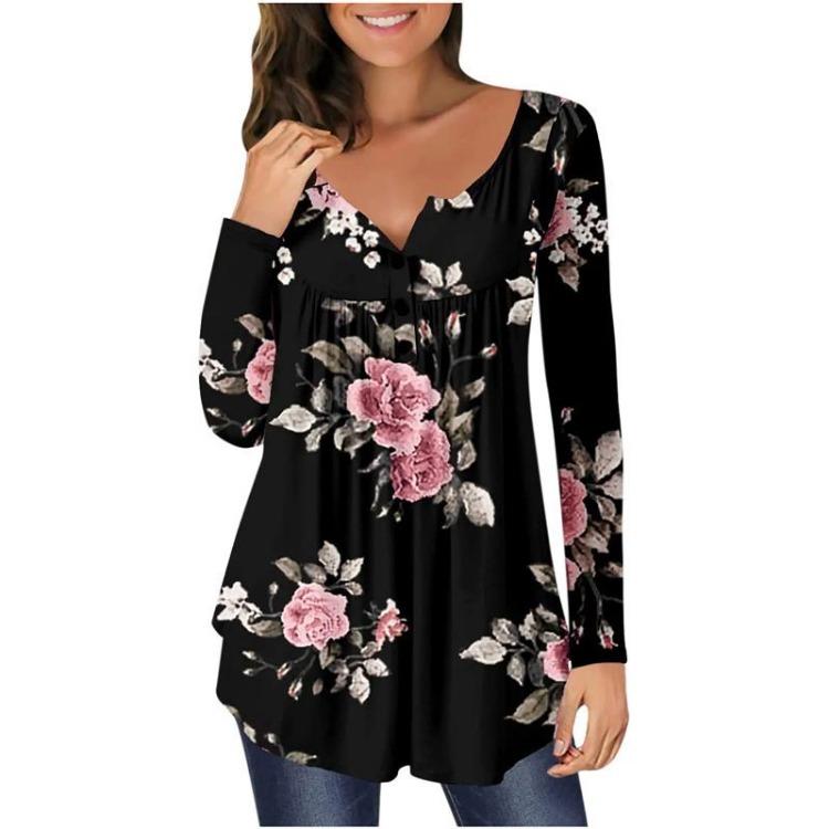 Trendy Large Size Women's Casual Shirt Printed Loose Top Long Sleeved Fashion Spring Autumn New