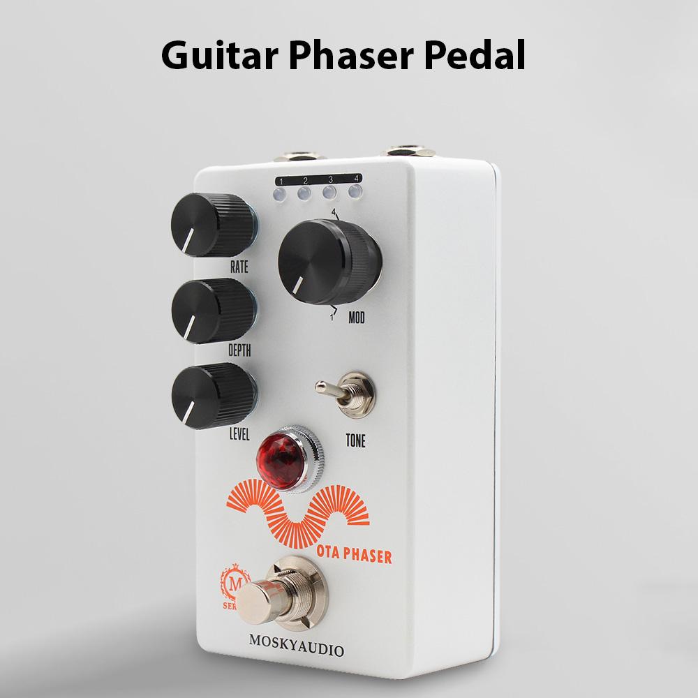 MOSKYAUDIO Gitarren-Phaser-Pedal, Effektpedal für elektrische Gitarre, Rate, Tiefe, Pegelregelung, True Bypass