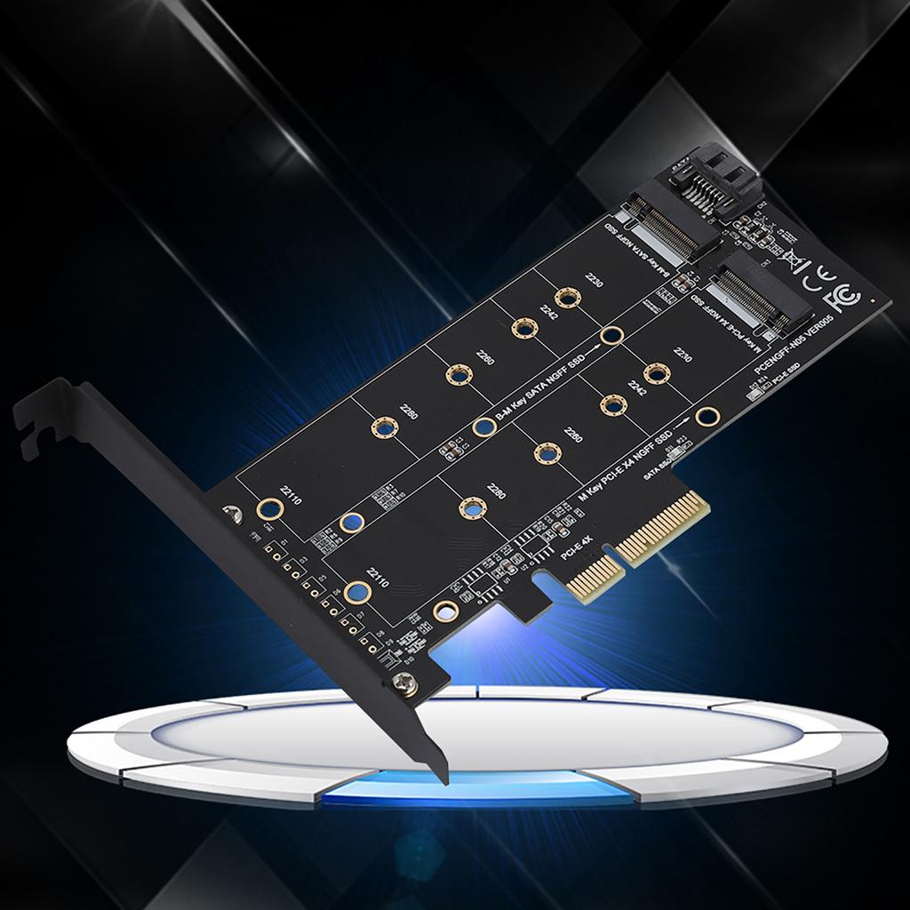 PCI‑E 4X auf M.2 NVMe SSD NGFF Adapterkarte B Key M Key Erweiterung Duale Schnittstelle