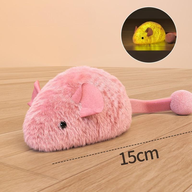Interactive Mouse Plush Cat Chew Toy Squeaky Luminous Mice Kitten Toy Bite Resistant Teeth Cleaning Cat Toy Supplies