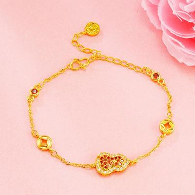 Şık Kadın Kabak Bileklik: Renkli Zirkon Stil ile 24 Ayar Altın Kaplama