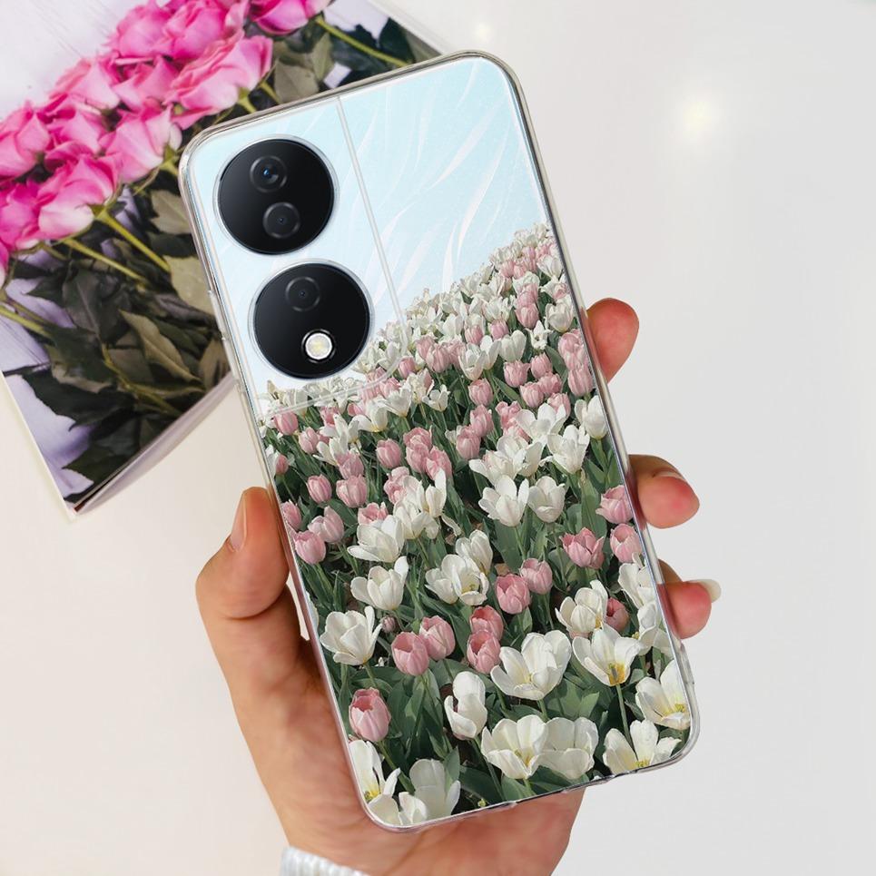 For Cover Honor X7b 5G Case For Honor X8B 4G Love Heart Women Fashion Luxury Pattern Housing Etui Huawei HonorX8b Soft Clear TPU