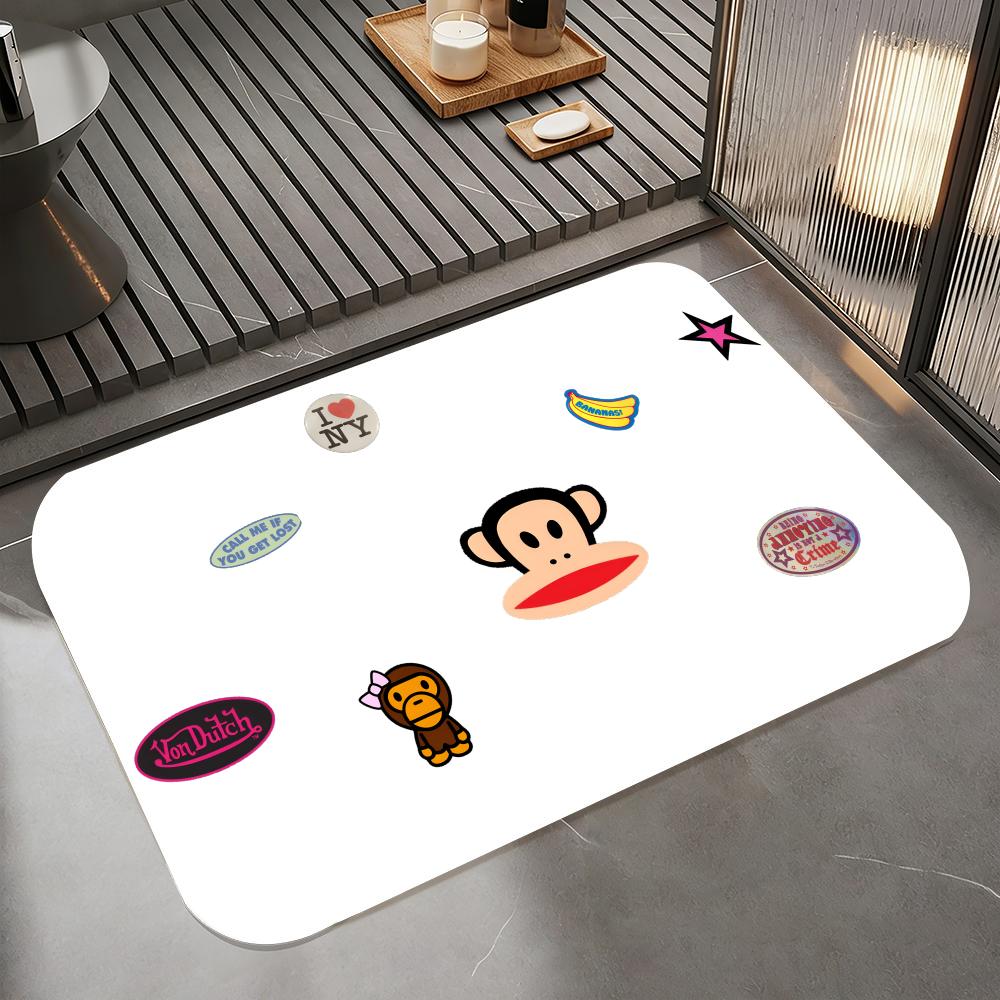 Cartoon-P-Paul Frank Floor Mat Diatomite Bath Mat, Quick Dry Absorbent Non-Slip Door Mat