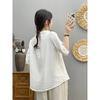 Summer Yarn Half Sleeve Shirts Lapel Embroidery Commute Girl Casual Sweet Loose OL Blouse Autumn