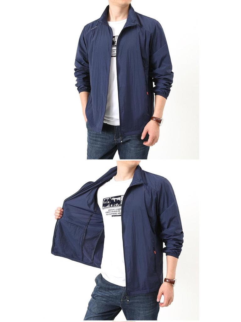 Men's Summer Sun Protection Loose Jacket - Breathable, Quick-Dry, Casual Stand-Up Collar for Outdoor Sports