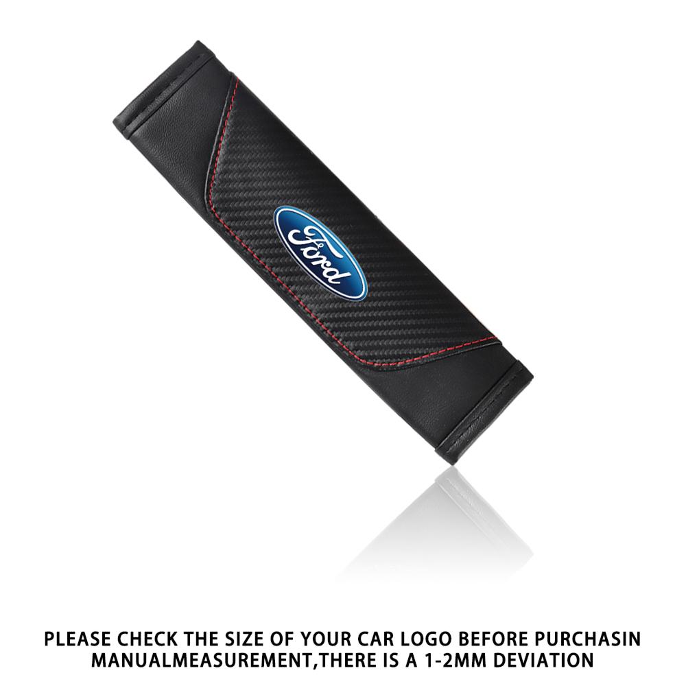 PU Leather Car Seat Belt Cover Shoulder Protection H4 Pad Accessories For Ford Focus Fiesta Mustang Mondeo Fusion Kuga Wheel Hubcap