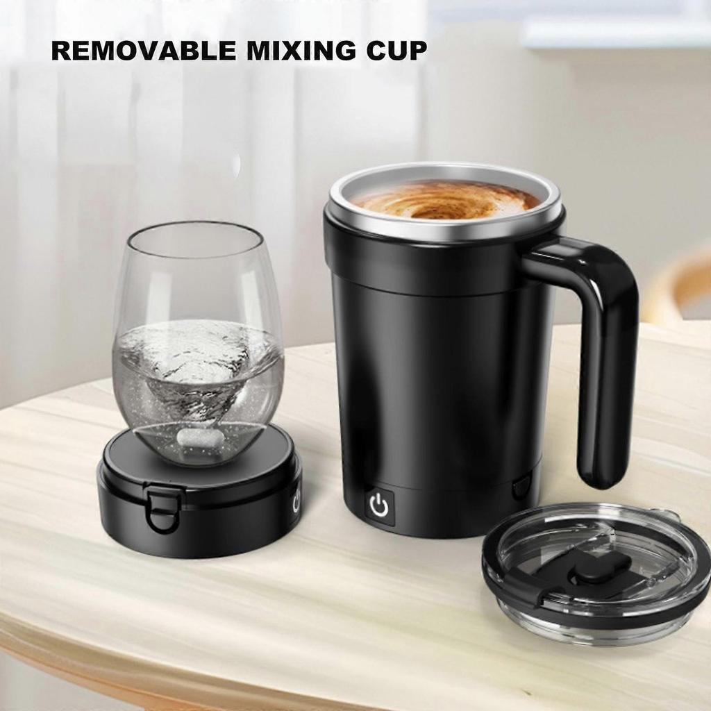 Magnetic Stirring Cup For Coffee Milktea Quick Electric Mixing LCD Temperature Display Mixer Mug with Detachable Base Black