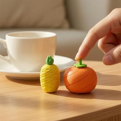 3D-gedrucktes Fidget-Fruchtspielzeug, spiralförmiges flexibles Ananas-/Kaki-Durchsteckspielzeug, Stressabbau-Schreibtischspielzeug für Erwachsene, Kinder