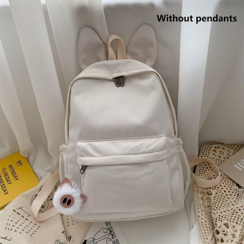 New Rabbit Ear Student Backpack Large Capacity Solid Color Women Backpack Adjustable Strap Lightweight Travel Bag Students