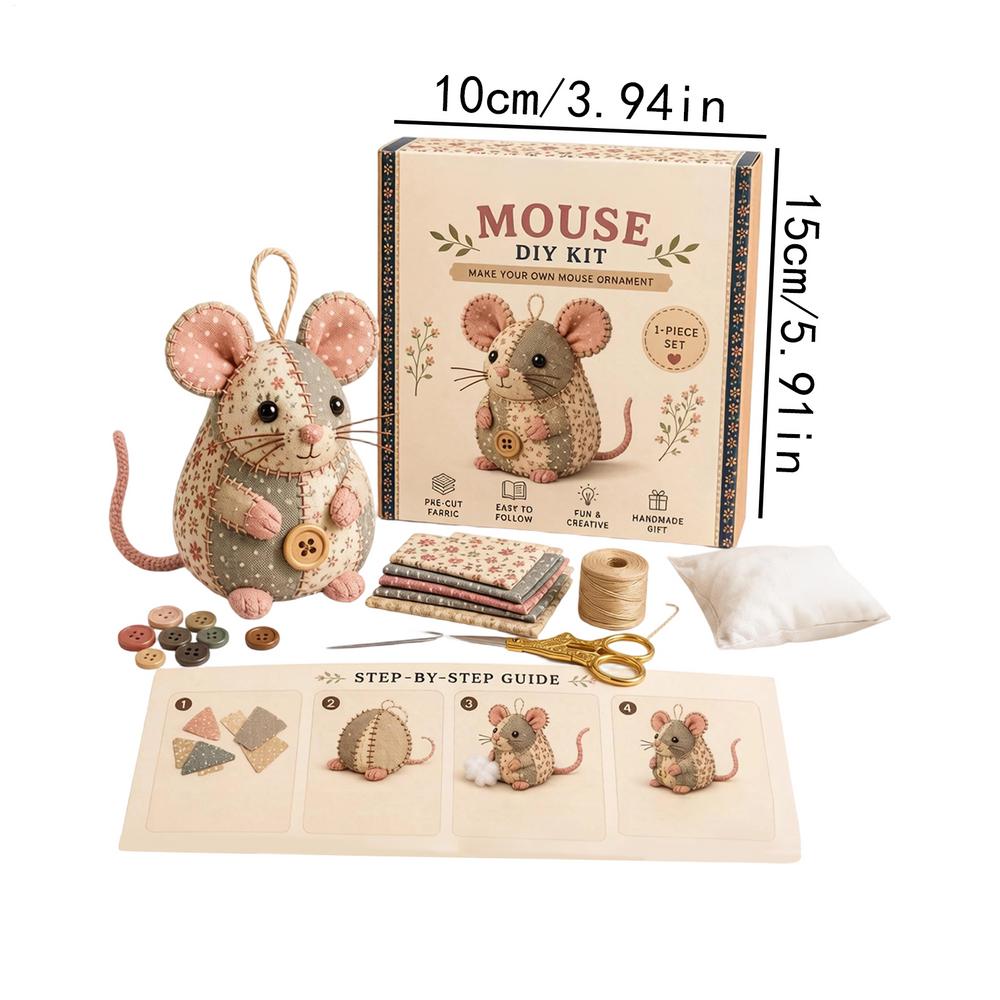 Embroidery Animal Kit Cute Mouse Handmade Ornament Embroidery Animal Kit For Beginner For Adults Women Men Home Living Room