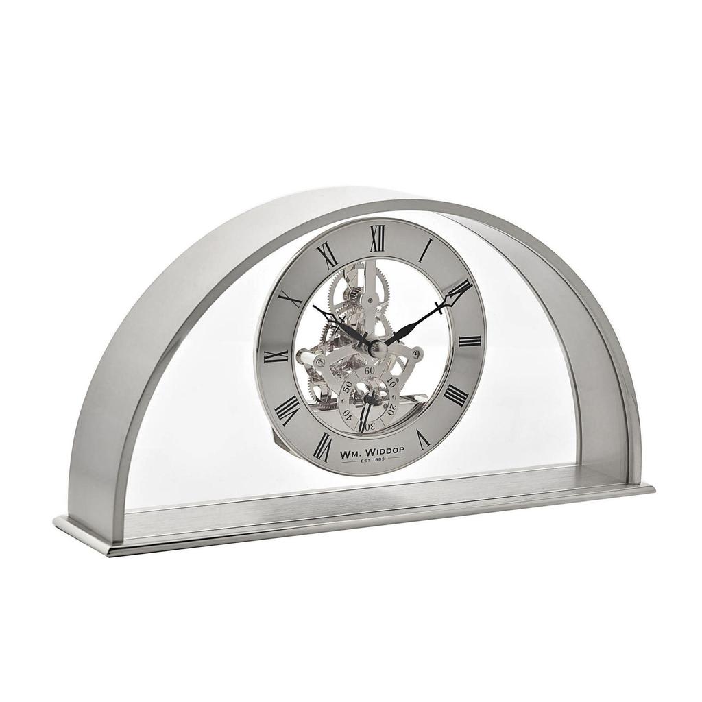 Wm.Widdop Silver Arch Mantel Clock Skeleton Dial Roman