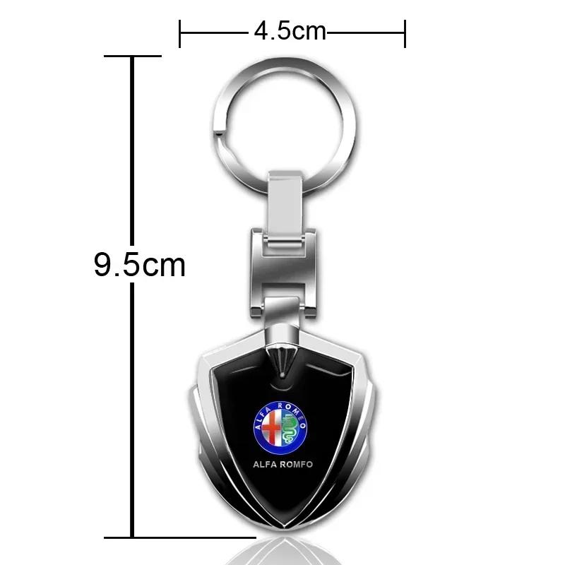 Car Stickers For Alfa Romeo Car Logo Stying 3D Metal Key Rings Shield Shaped Keychain For Alfa Romeo Giulia Stelvio Giulietta 15