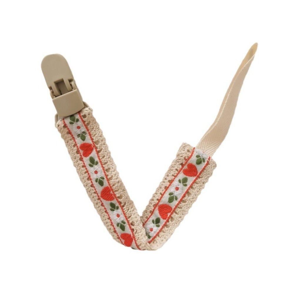

Ethnic Style Soother Holder Embroidery Floral Nipple Holder Clips Children червоний