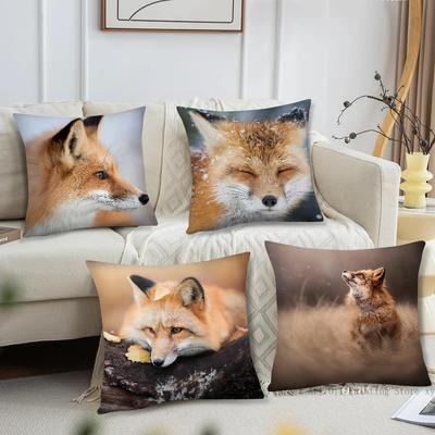 Cute Wild Fox Pillow Case Fashion Square Pillowcase Bedroom Sofa Room Ins Decoration Leisure Cushion Cover 40x40