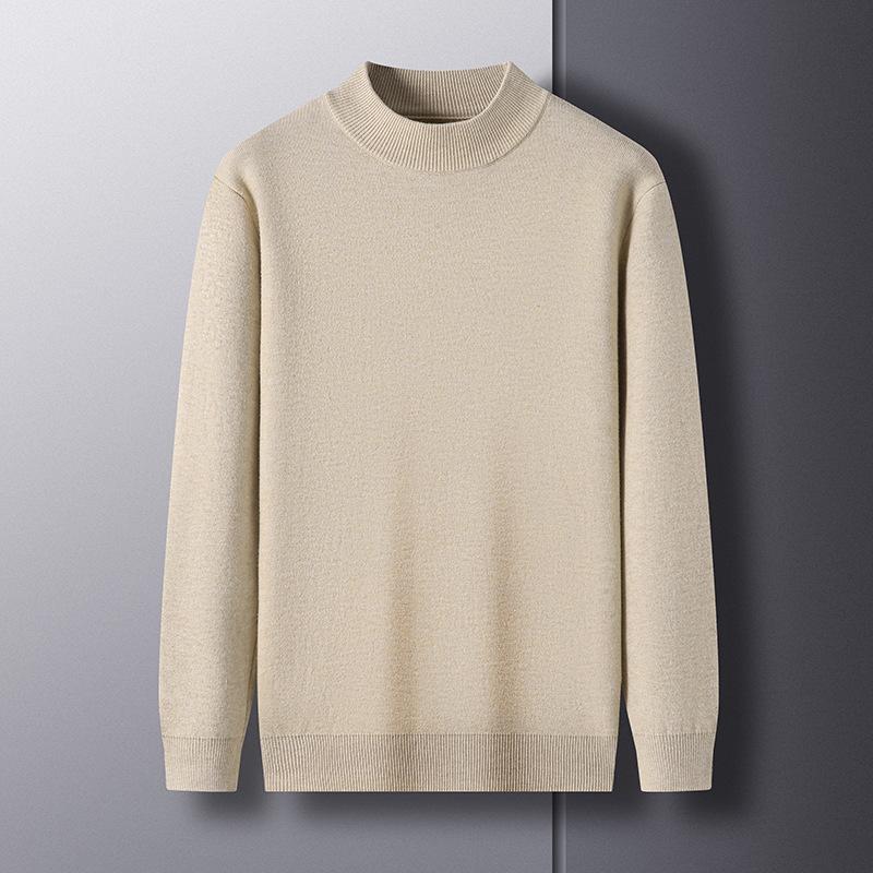 Spring and Autumn Men's Semi-high-necked Sweater Men's Casual Men's Sweater Bottoming Shirt Men's Long-sleeved Dad's Dress