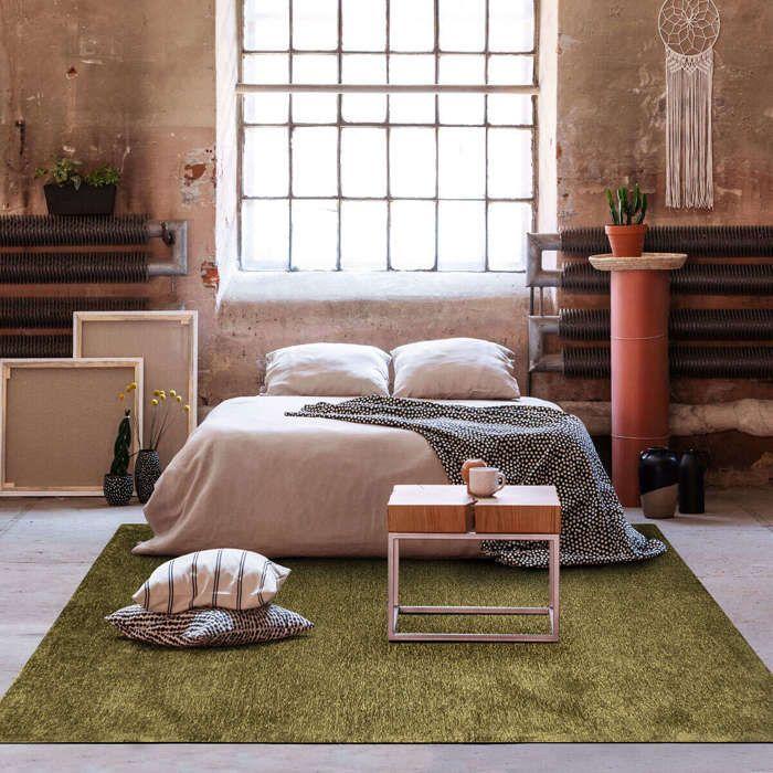 Tapis salon lumineux vert rouillé 120x170