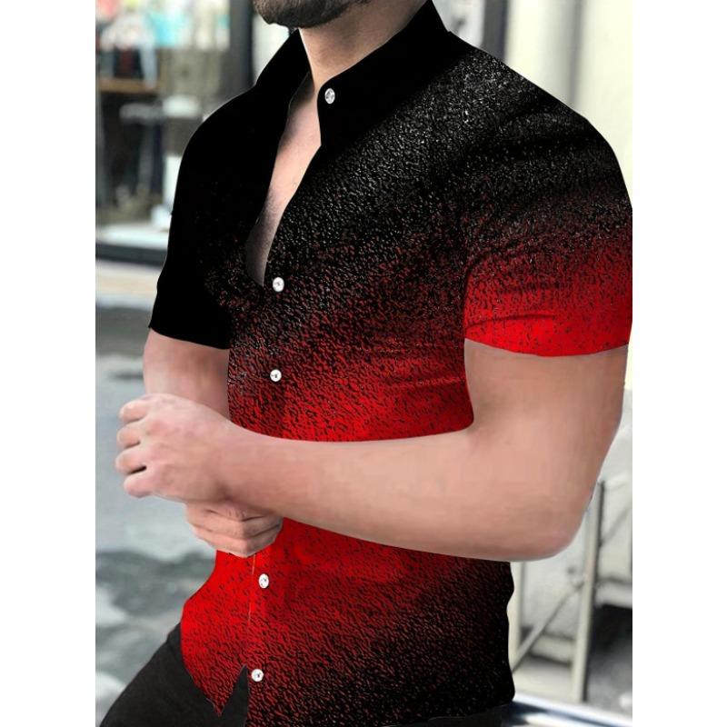 Men's Summer Casual Button Down Shirt Abstract Floral Print Short Sleeve Hawaiian Shirt