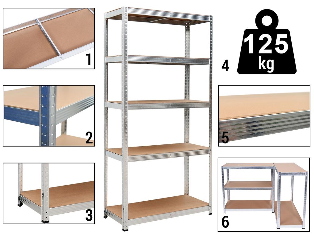 Estantería de Almacenamiento 5 Niveles 625 Kg 150 X 75 X 30 Cm