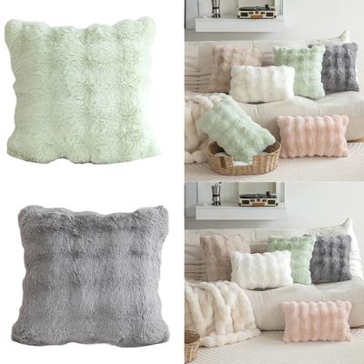 Weicher Kissenbezug aus Kaninchenfellimitat, 3D-Kissenbezug aus weichem Plüsch und Blasensamt für die Inneneinrichtung