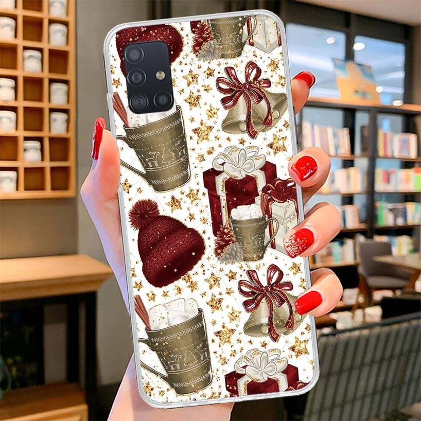 Winter Coffee Christmas Cover Phone Case For Samsung Galaxy A12 A22 A32 A52 A72 A02S Phone Case Note 20 Ultra 10 S10 Plus A51 A7