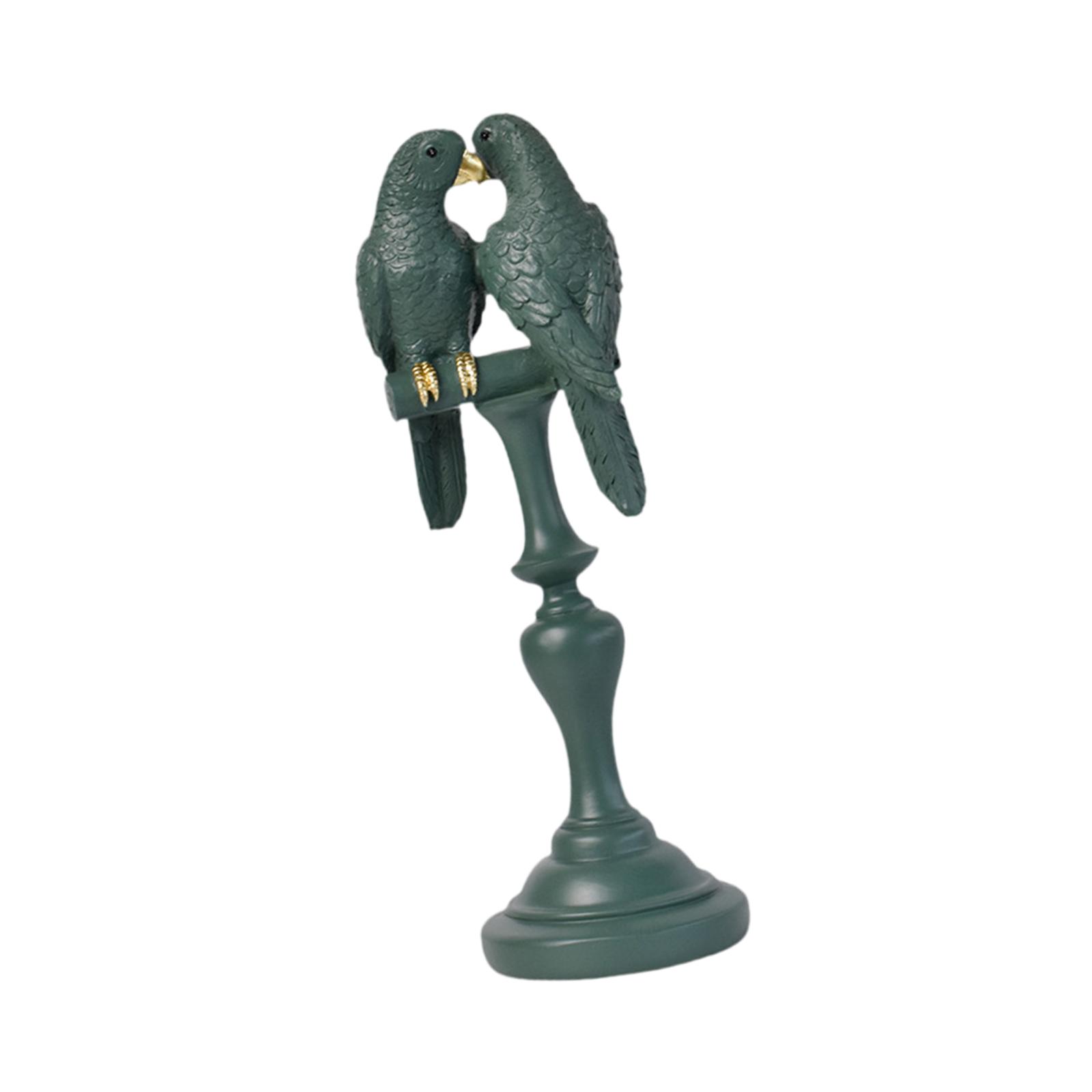 Couple Parrot Ornament Collections Resin Crafts for Bookshelf Shelf Entrance