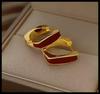 White Enamel Drip Glaze Square Stud Earrings - Trendy High-End Accessories for Women 2025