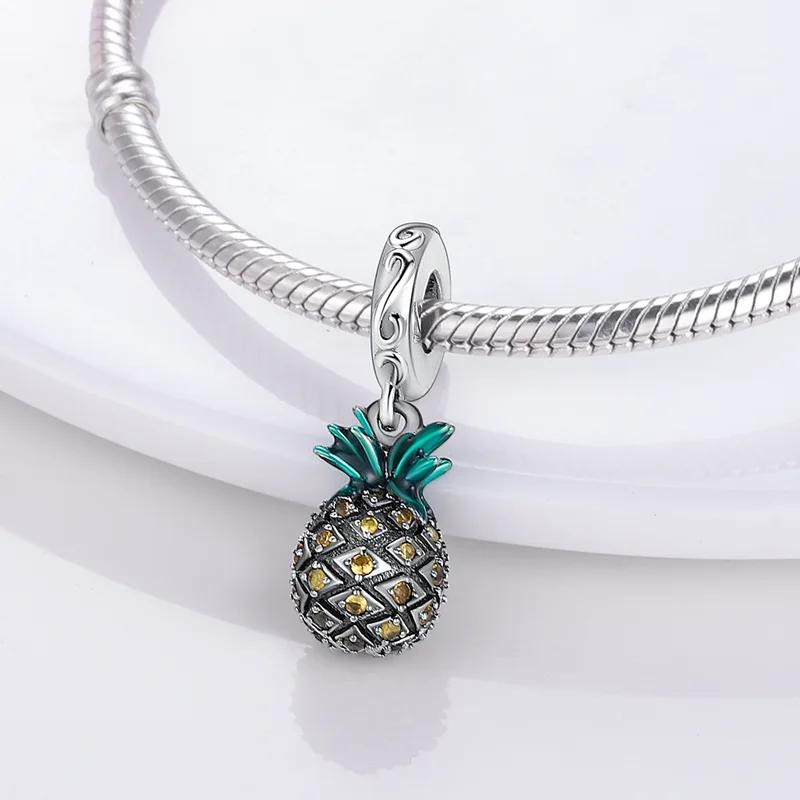

Summer Pineapple Fruit Pendantscopper Plated Original Beads Fit Originalcharms Bracelet Bead Jewelry Gifts For Women