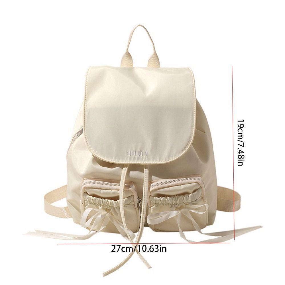 Korean Style Nylon Bag Bowknot Bow Shoulder Bag Casual Drawstring Backpack  Office Worker