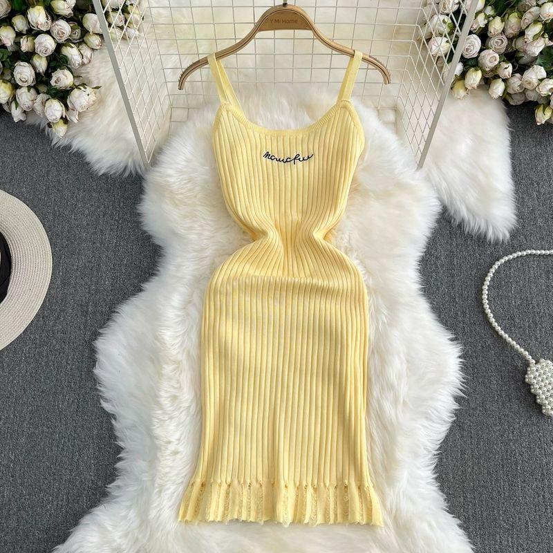 

Summer Sexy Pure Desire Sexy High Slimming Slip Dress Yellow All yards