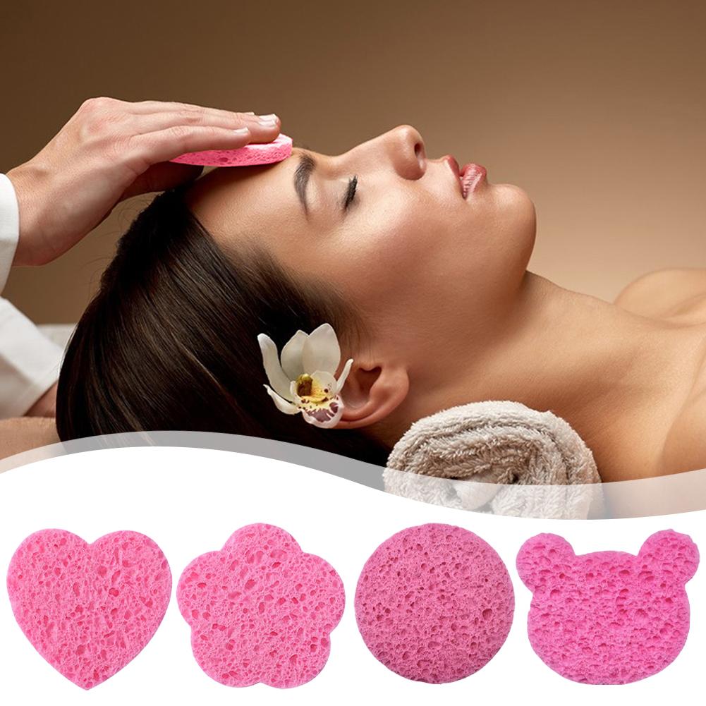 4/5Pcs Heart Natural Wood Pulp Sponge Cellulose Compress Cosmetic Sponges Cleansing Massage Pore Makeup Removal