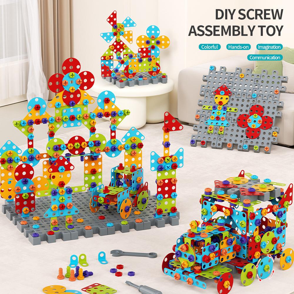 Children Diy Screws Building Block Nut Combination Early Education Sensory Assembly Educational Toys