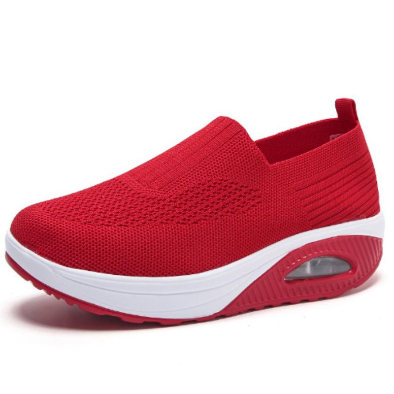 Breathable Knitted Women Sneakers Comfortable Air-cushion Casual Sports Shoes Light Non-slip Walking Jogging Shoes