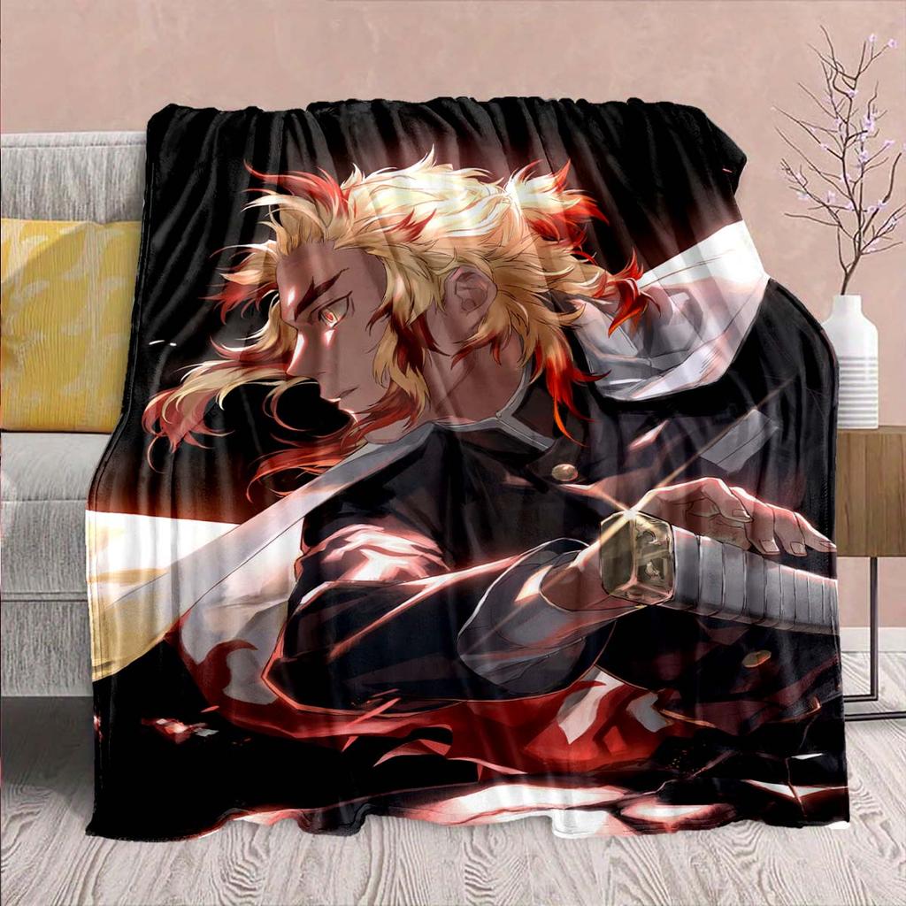 Demon Slayer Anime Flannel Blanket - Soft Warm Perfect for Sofa, Bedding Camping Travel Office Home Decor
