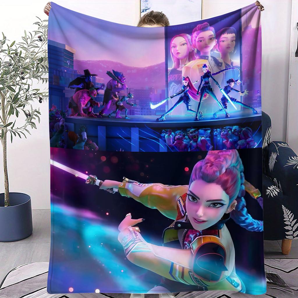 K-Pop Huntrix&Saja Boys Stage-style Blanket Hot Anime Soft Warm Flannel Throw Fan Gift for Living Room Sofa Bed Cover Camping