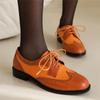 Fashion 2025 Fashion Spring Autumn Oxford Flats Woman Lace-up Round Toe Loafers Leather Derby New British Ladies Thick Heel Shoes 34-43