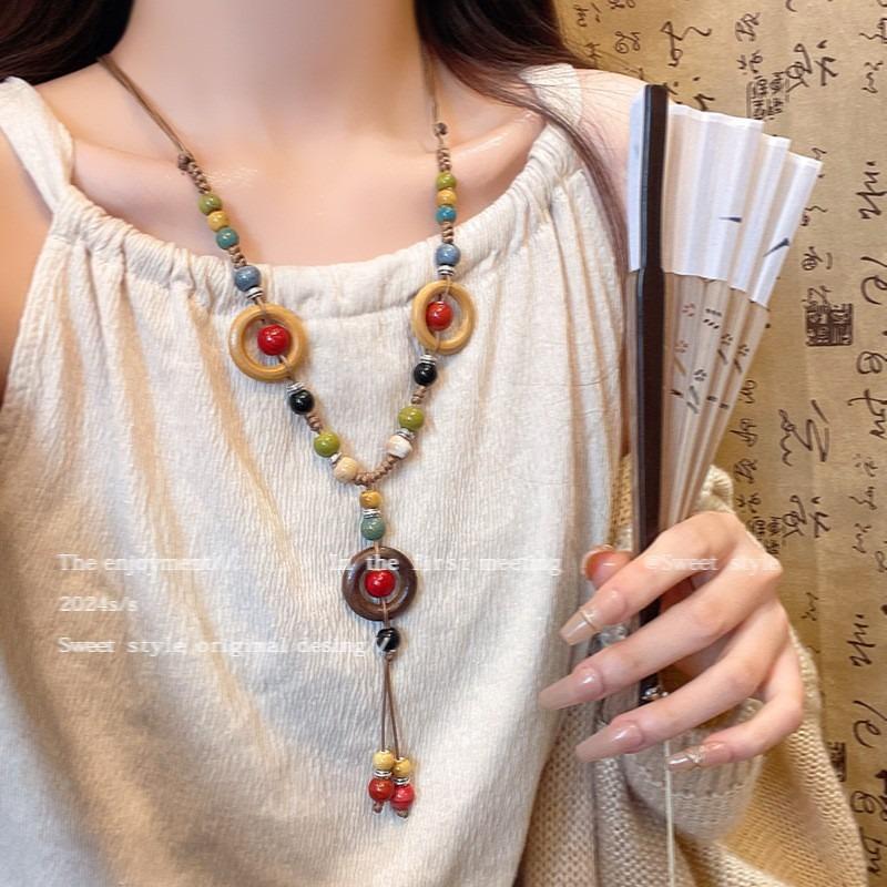 Cute Cute Apple Love Dachshund Dog Woven Color Rope Long Necklace Femininity Versatile Neck Chain Sweater Chain