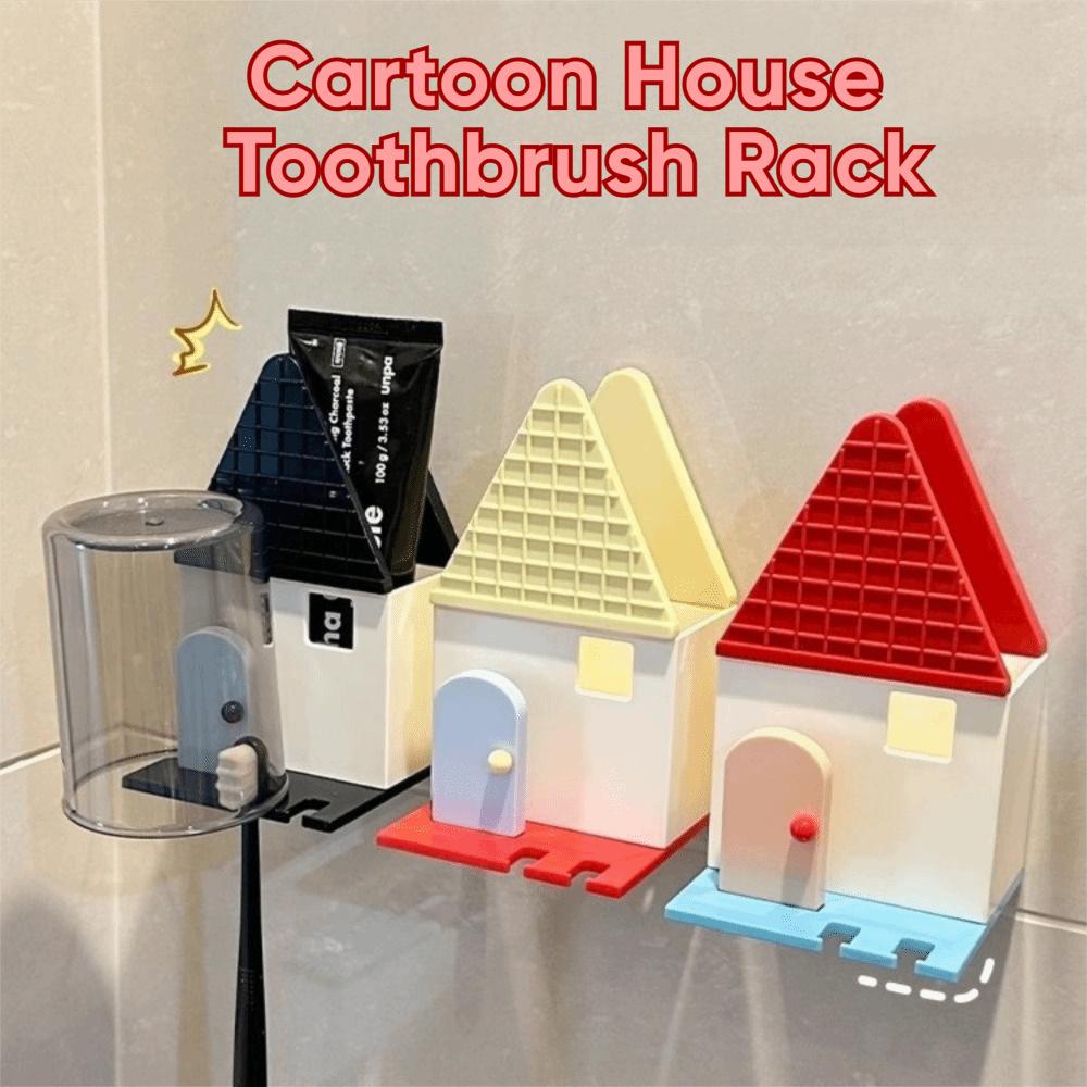 Draining Toothpaste Storage Rack Self-adhesive Toothbrush Dispenser with Cup  Bathroom