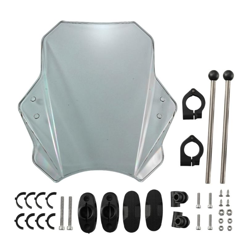 Motorcycle Windshield PC Metal Construction Universal Fitment Wind Noise Reduction Ergonomic Design Easy Assembly