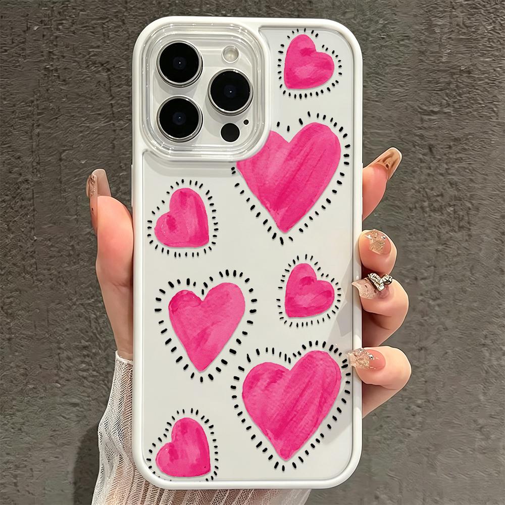 Hand-Painted Powder Love Candy Color Silicone Case For Iphone 11 13 12 15 17 Plus 14 16 Pro Max Bright Soft Touch Back Cover