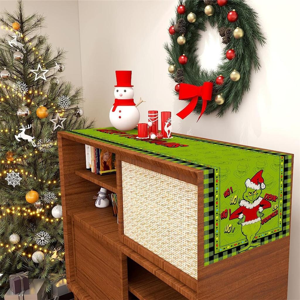 Christmas Tablecloth Cute Pattern Letter Print Holiday Decoration Placemat