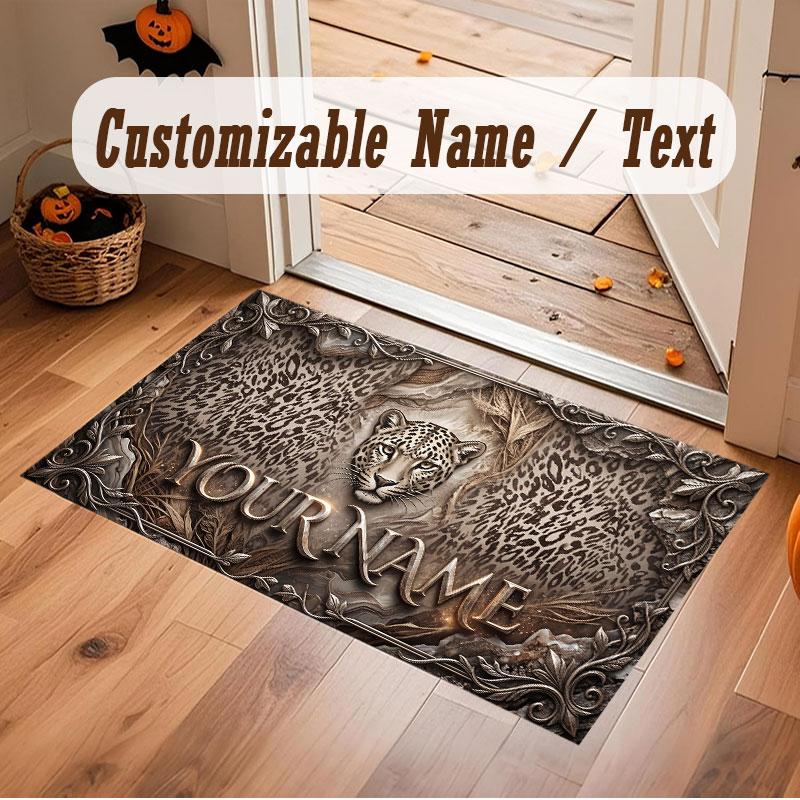 Animals Theme Crystal Velvet Floor Rug Personalized Custom Name Text Warm Carpet Home Decoration