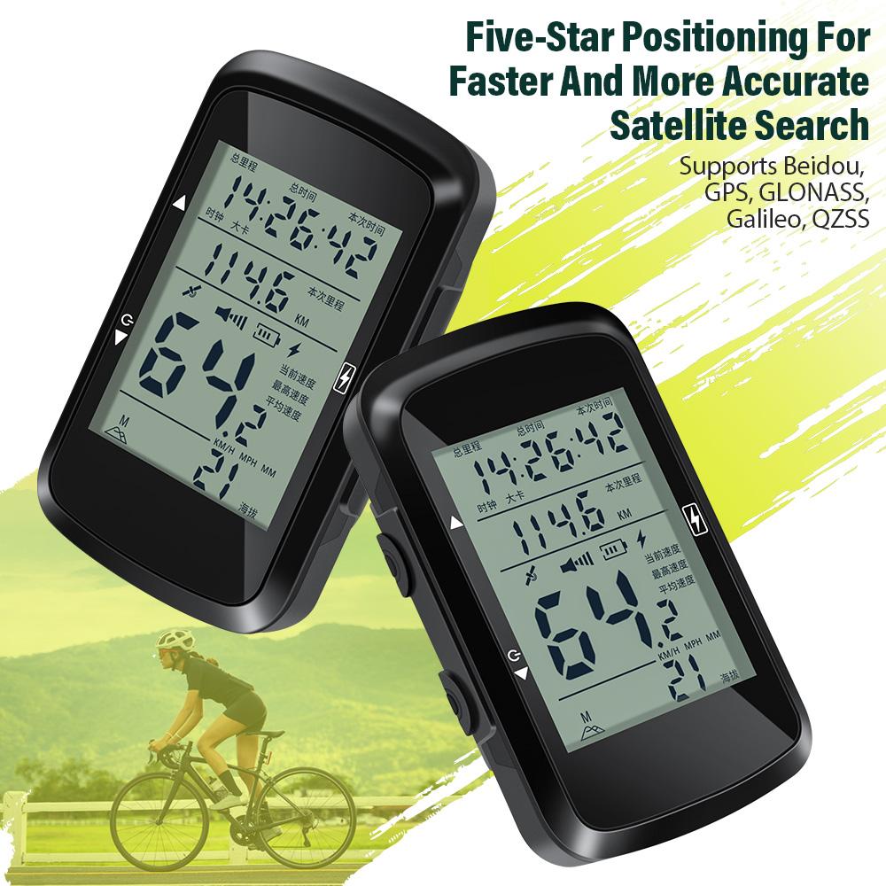 NEWBOLER Ciclocomputador Inalámbrico GPS Velocímetro de Bicicleta MTB Bicicleta de Carretera Impermeable Recargable por USB Accesorios para Bicicleta