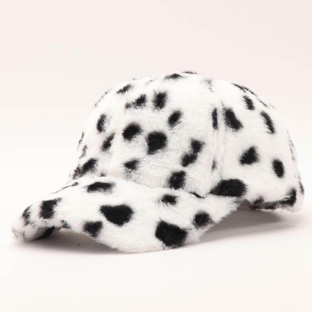 Winter Warm Plush Leopard Print Adjustable Baseball Cap