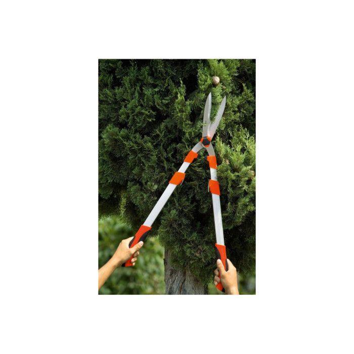 Taille-haie télescopique lame ondulée - stocker - longueur 73-87cm - couleur Orange
