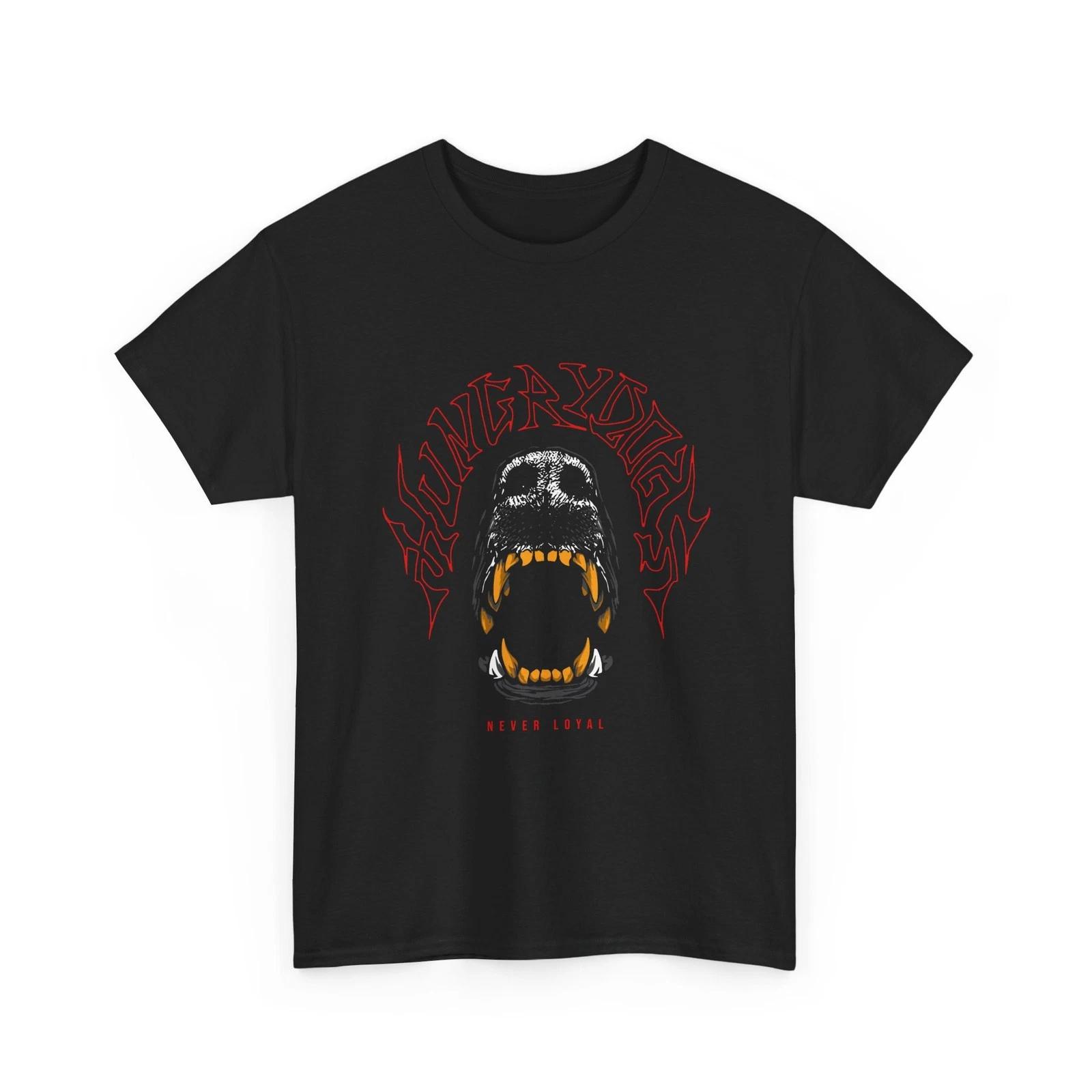 Hungry Dog Jaw T-Shirt | Black Animal Shirt, Cotton T-Shirt, Gift Tee, Black Tee M