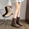 Retro simple and thin Martin boots for women's new autumn and winter niche versatile pleated short low-heeled boots piled up for women