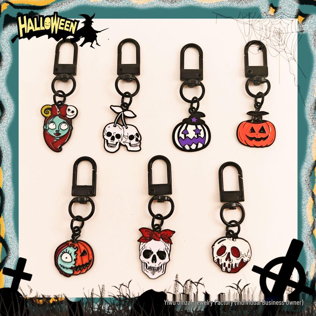 Cross-Border Halloween Skull & Pumpkin Keychain – Metal Ghost Charm Gift