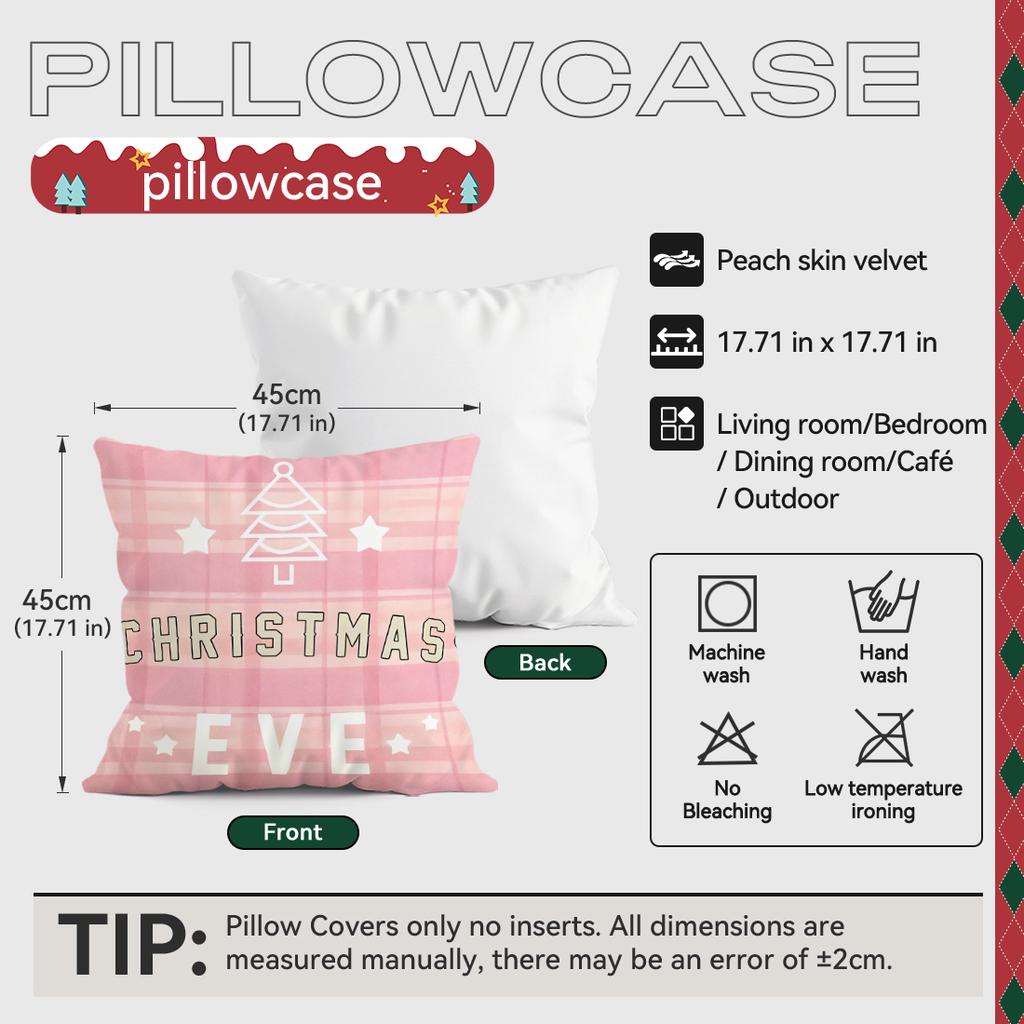 Pink Christmas Theme Cushions Pillowcase Polyester Cushion Cover Throw Pillow Sofa Decoration Pillowcover Home Car Sofa Decor