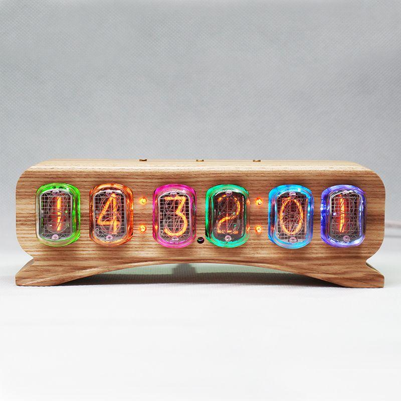 IN12 Nixie Tube Clock Solid Wood Desk Clocks Interior Minimalist Desktop Digital Tube Clock Unique Elegant Table Clocks Living Room Decor Ornaments