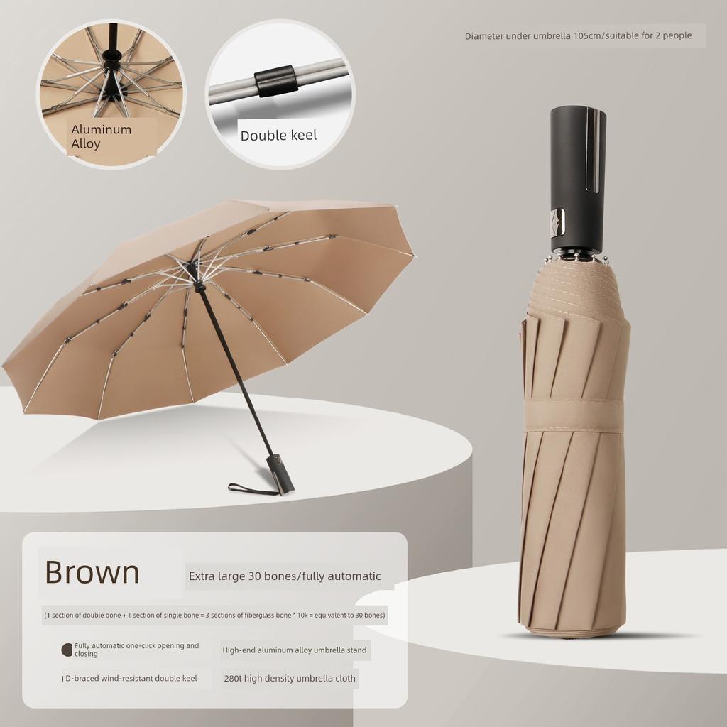 Large Thickened Windproof Reinforced Umbrella for Heavy Rain with Logo, Foldable Dual-Use Black Coating for Sun Protection and Uv Protection